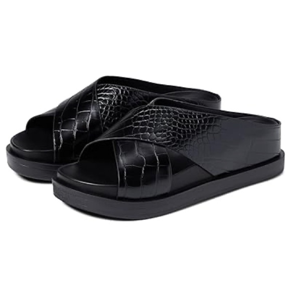 Aerosoles Brianna Croc Black Slide Sandals